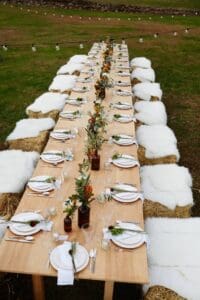 Farm Supper with Hay bale seats