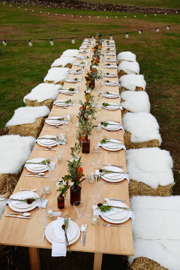 Farm Supper with Hay bale seats